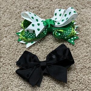 Charming Kids Bow Trio - Green, Purple, and Black
